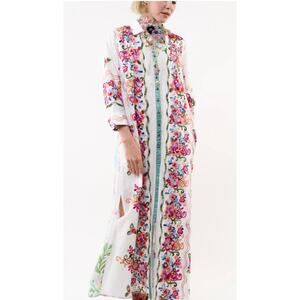 ARATTA, Beauty Mark Maxi Duster /Embroidered button up duster/XS runs big